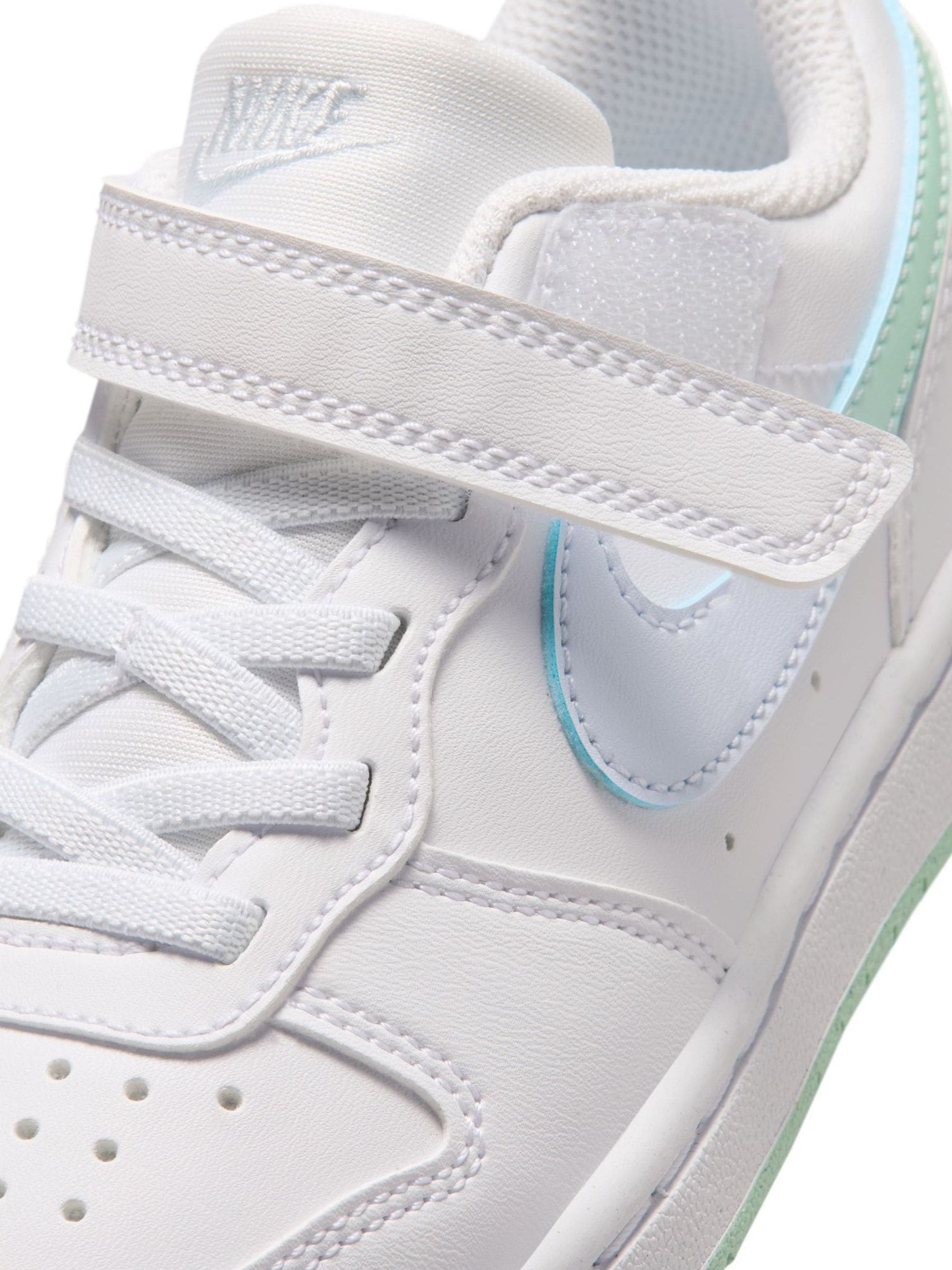 Nike White Arctic Green Junior Court Borough Low Trainers image 6