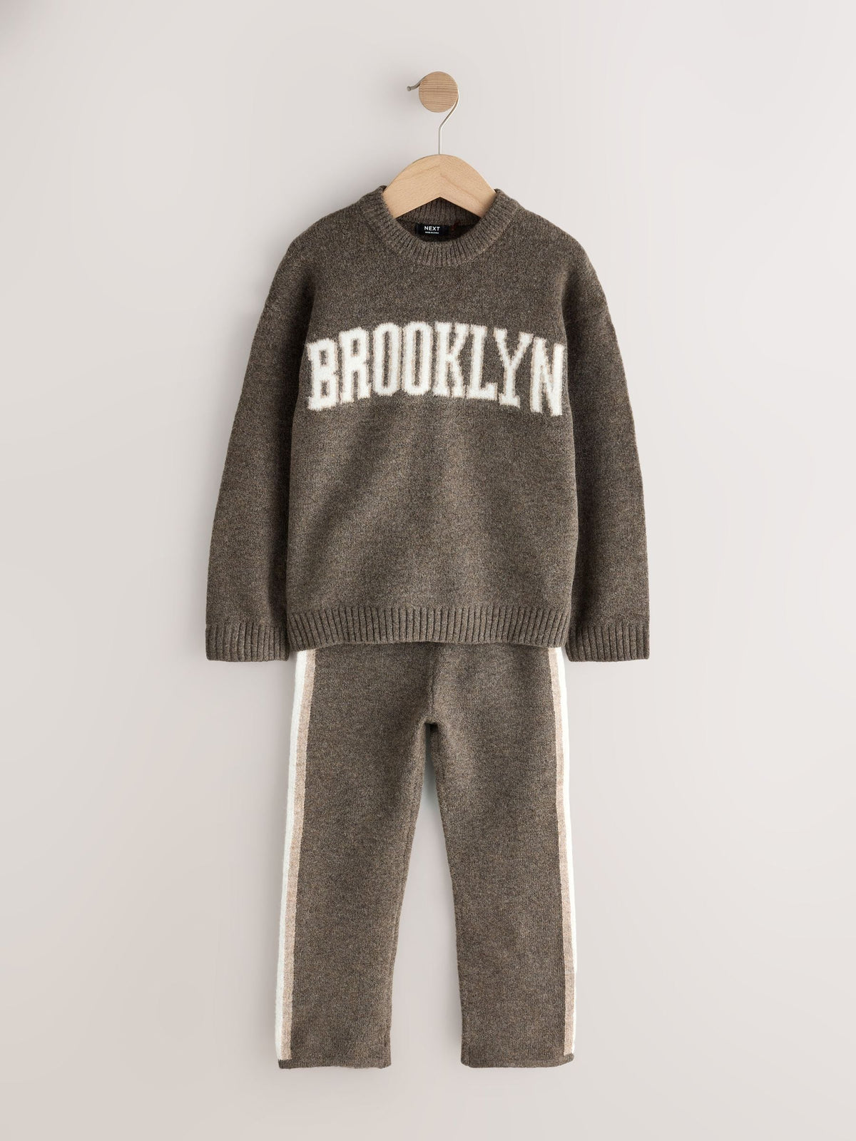Dsiney Kidz - Chocolate Brown Brooklyn Knitted Crew Neck Jumper and Joggers Set (3mths-7yrs) image 1