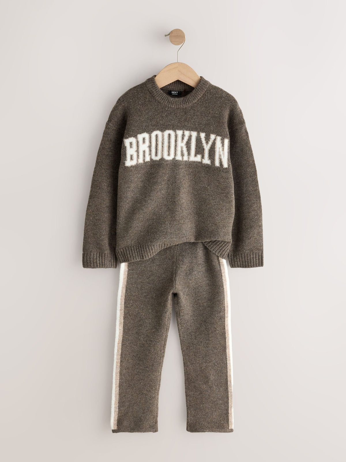 Dsiney Kidz - Chocolate Brown Brooklyn Knitted Crew Neck Jumper and Joggers Set (3mths-7yrs) image 2