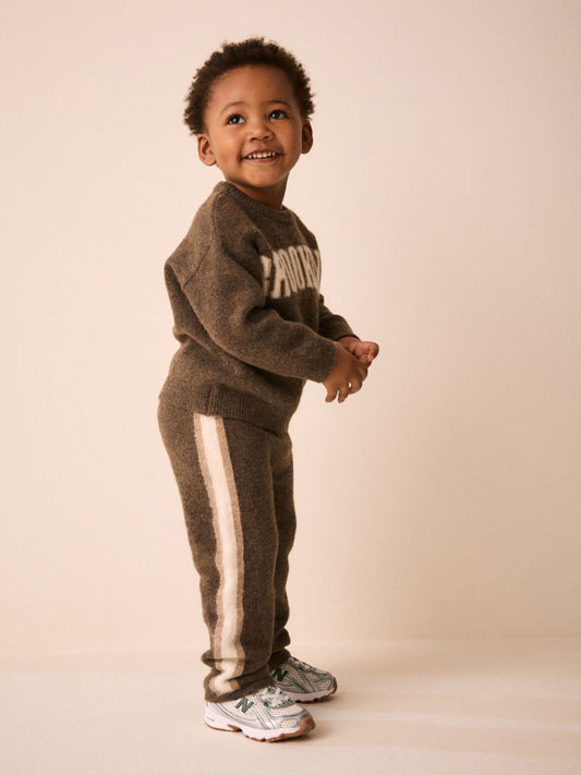 Chocolate Brown Brooklyn Knitted Crew Neck Jumper and Joggers Set (3mths-7yrs) image 2