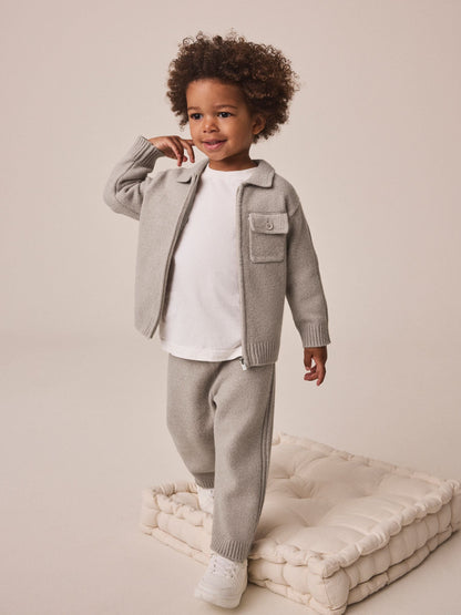 Dsiney Kidz - Neutral Knitted Zip Through Cardigan and Jogger Set (3mths-7yrs) image 2