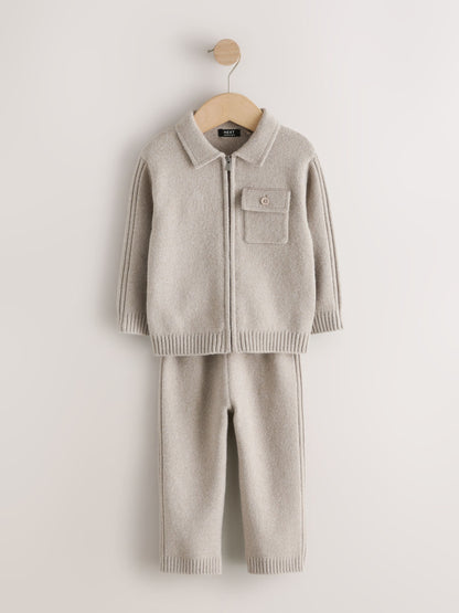 Dsiney Kidz - Neutral Knitted Zip Through Cardigan and Jogger Set (3mths-7yrs) image 5