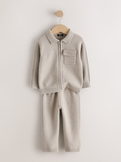 Dsiney Kidz - Neutral Knitted Zip Through Cardigan and Jogger Set (3mths-7yrs) image 7