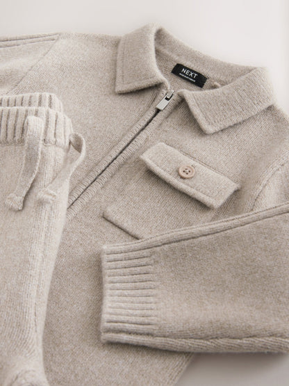 Dsiney Kidz - Neutral Knitted Zip Through Cardigan and Jogger Set (3mths-7yrs) image 9