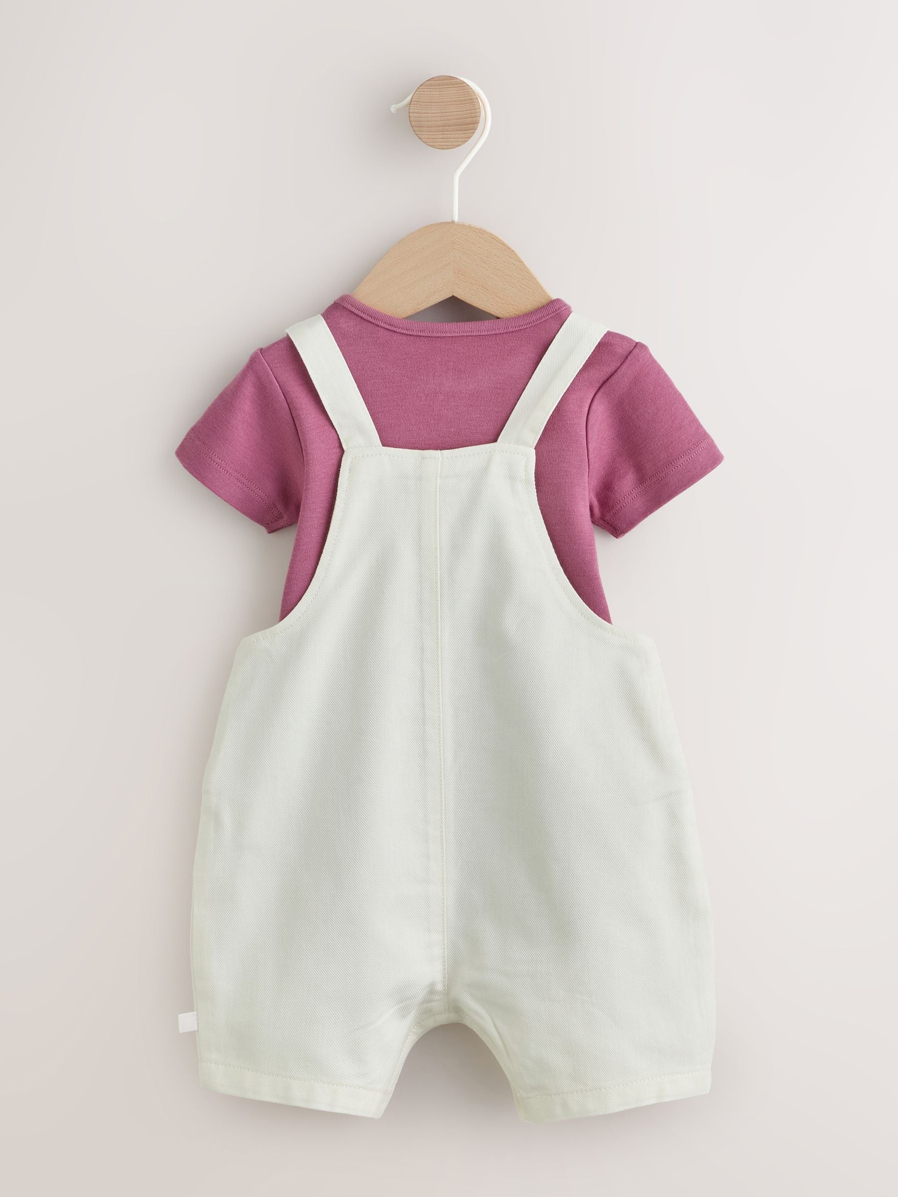 Ecru Embroidered Minnie Mouse Baby Dungaree Set (0mths-2yrs) image 2