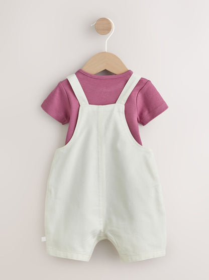 Ecru Embroidered Minnie Mouse Baby Dungaree Set (0mths-2yrs) image 2