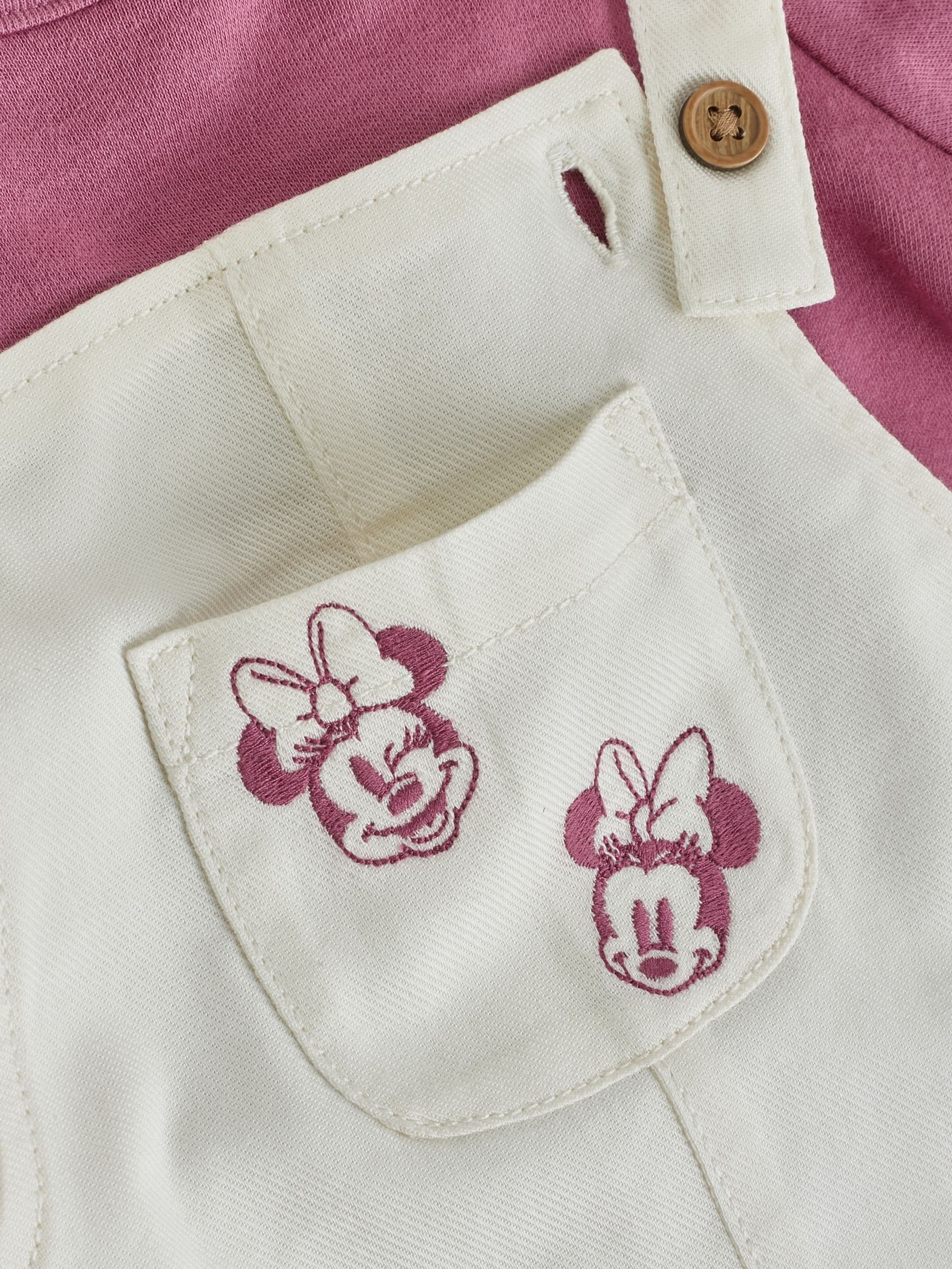 Ecru Embroidered Minnie Mouse Baby Dungaree Set (0mths-2yrs) image 7