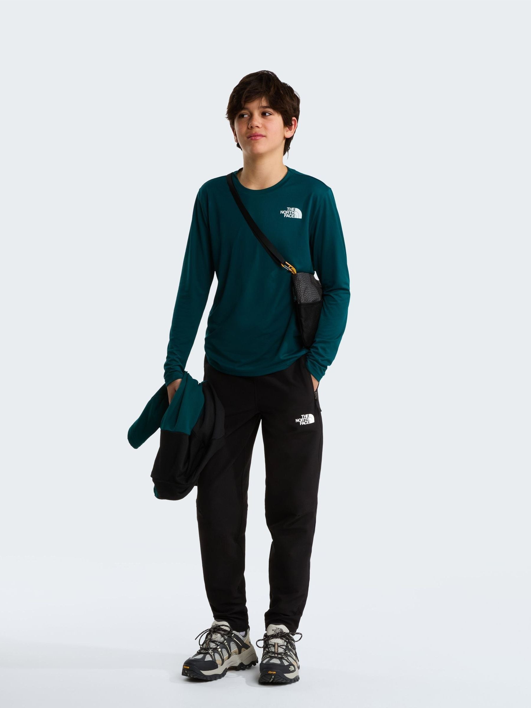 Dsiney Kidz - The North Face Green 24/7 Long Sleeve Tech T-Shirt image 1