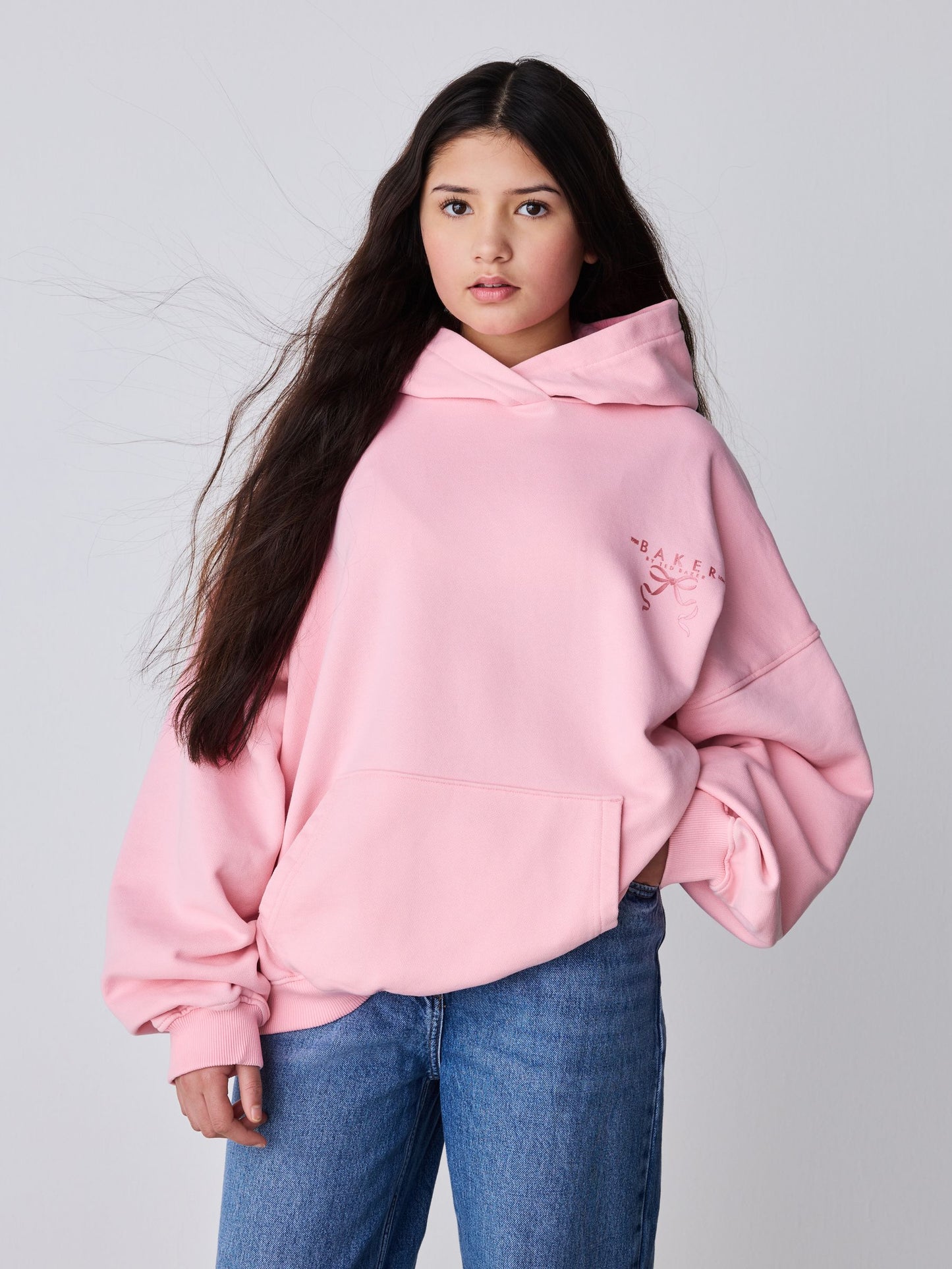 Baker by Ted Baker Oversized Fluro Pink Hoodie image 2
