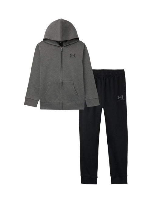 Under Armour Grey Rival Branded Logo Full Zip Fleece Hoodie Set - image 1