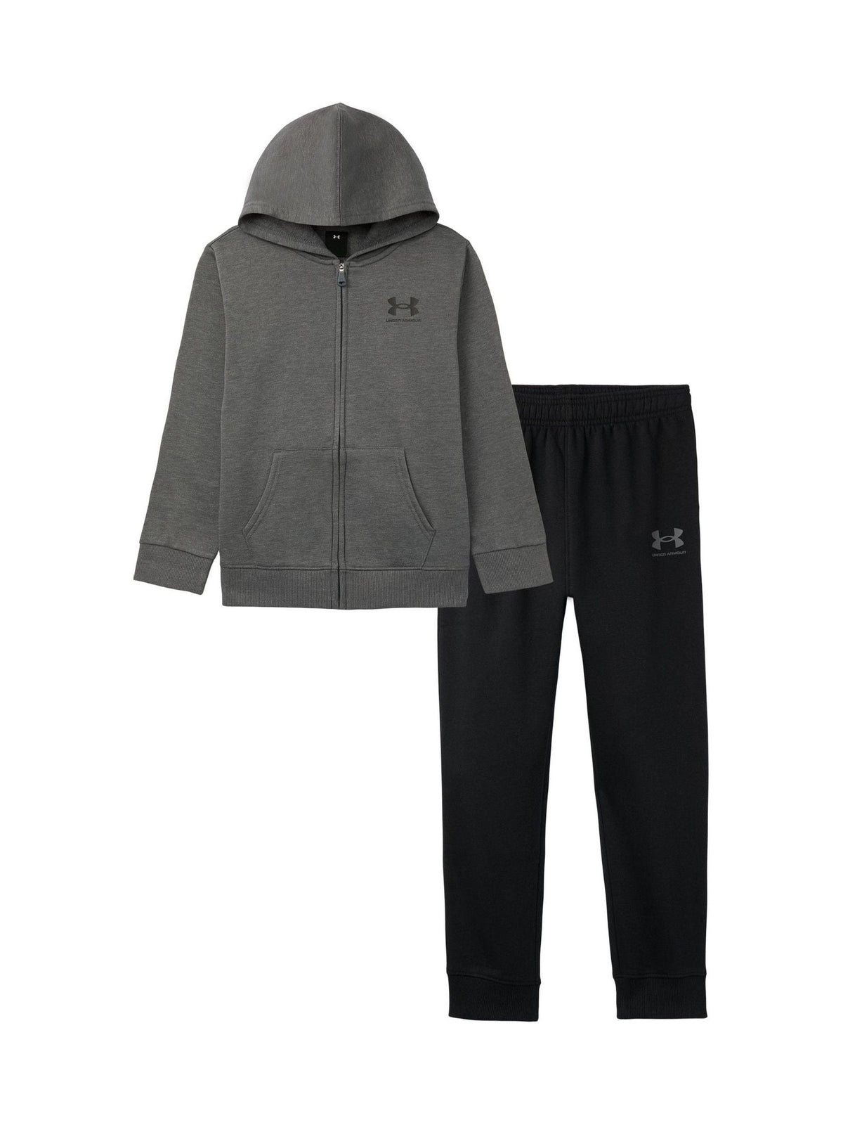 Under Armour Grey Rival Branded Logo Full Zip Fleece Hoodie Set - image 1