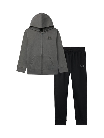 Under Armour Grey Rival Branded Logo Full Zip Fleece Hoodie Set - image 1