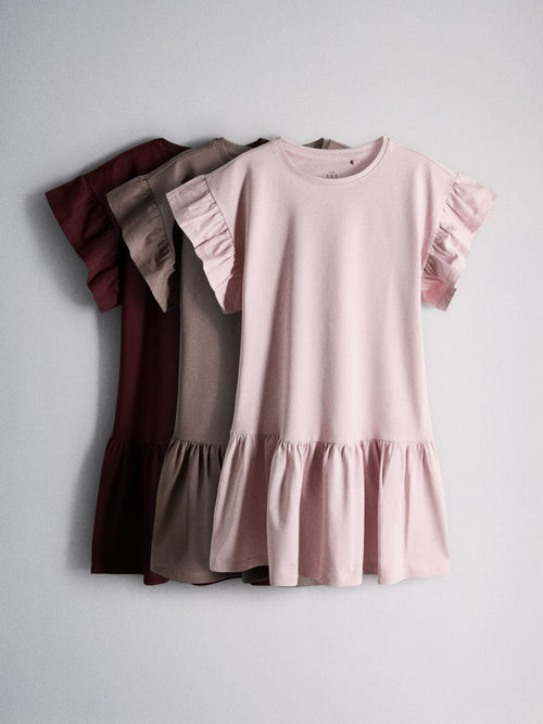 Dsiney Kidz - The Set Short Frill Sleeve Drop Waist Jersey Dresses 3 Pack Pink/Purple image 1