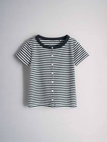 Dsiney Kidz - The Set 3 Pack Button Through Short Sleeve Rib Cardigans Navy/Pink/Stripe image 2