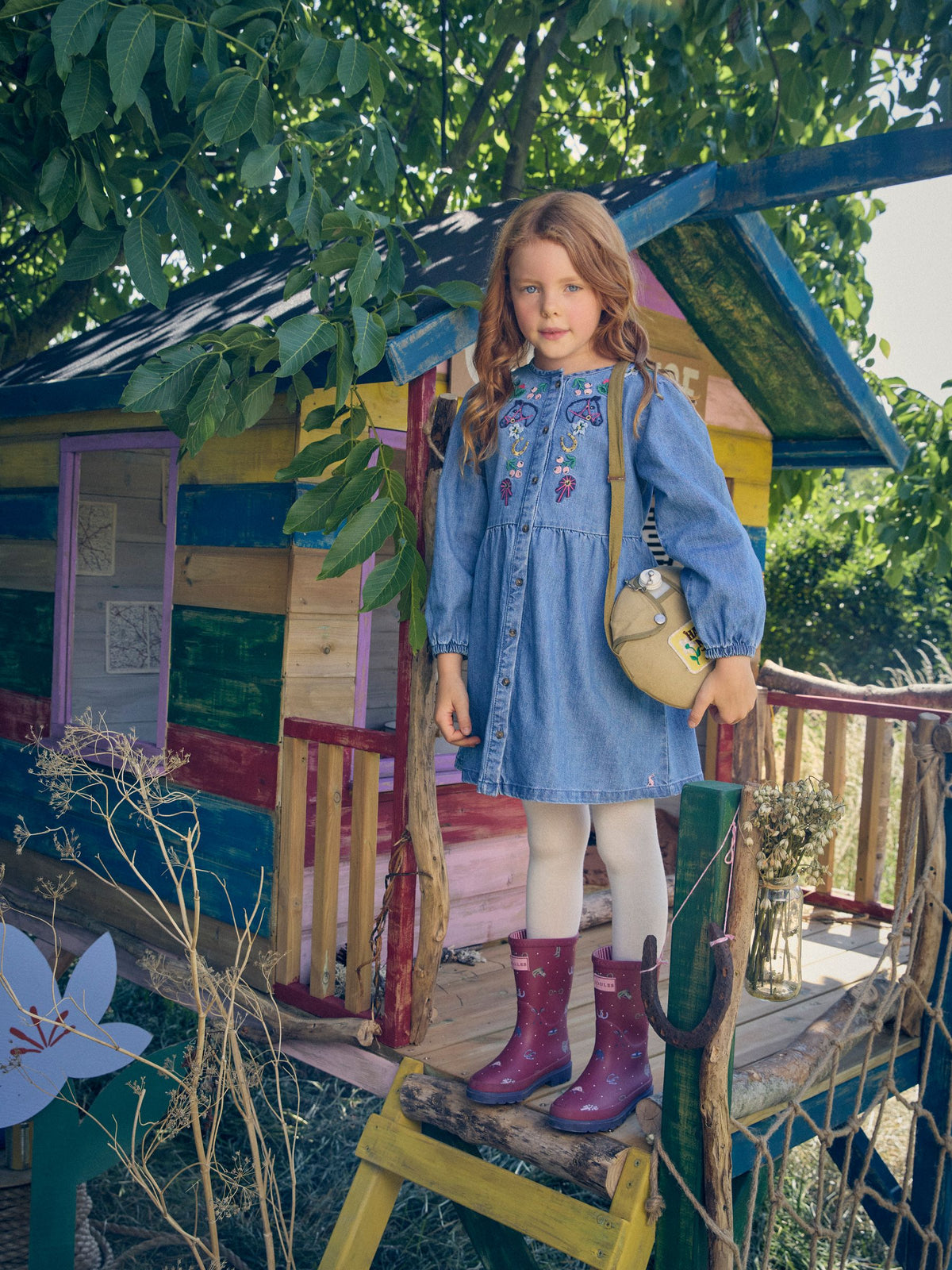 Dsiney Kidz - Joules Girls' Blair Denim Embroidered Dress image 1