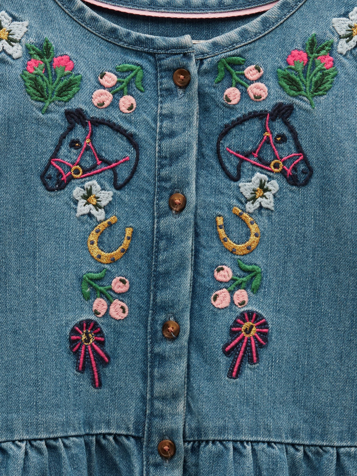 Dsiney Kidz - Joules Girls' Blair Denim Embroidered Dress image 5