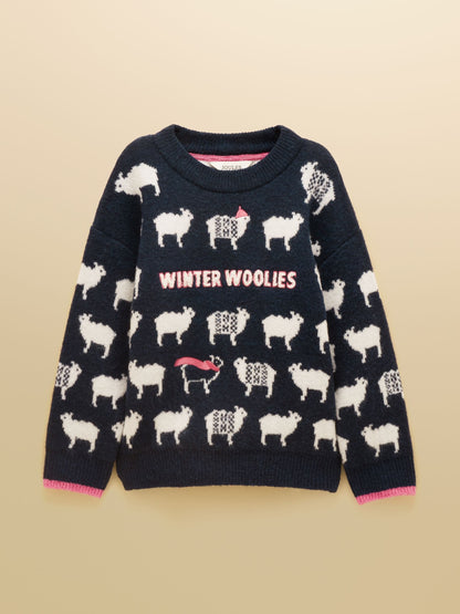 Joules Kids' Woolies Navy Blue Crew Neck Knitted Jumper - image 1