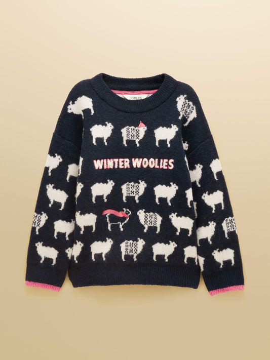 Joules Kids' Woolies Navy Blue Crew Neck Knitted Jumper - image 1