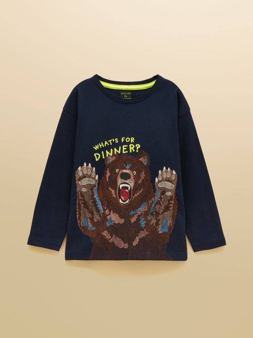 Dsiney Kidz - Joules Boys' Finlay Navy Long Sleeve Superstitch Graphic T-Shirt image 1