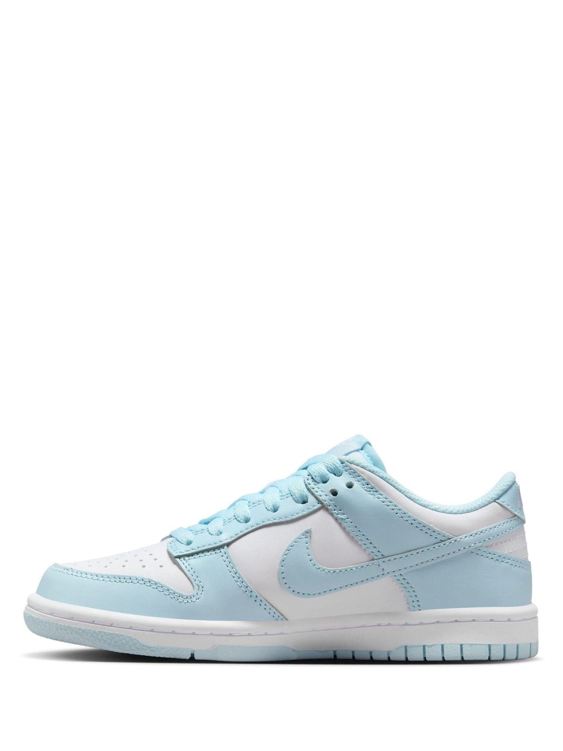 Nike White/Glacier Blue Youth Dunk Low Trainers image 4