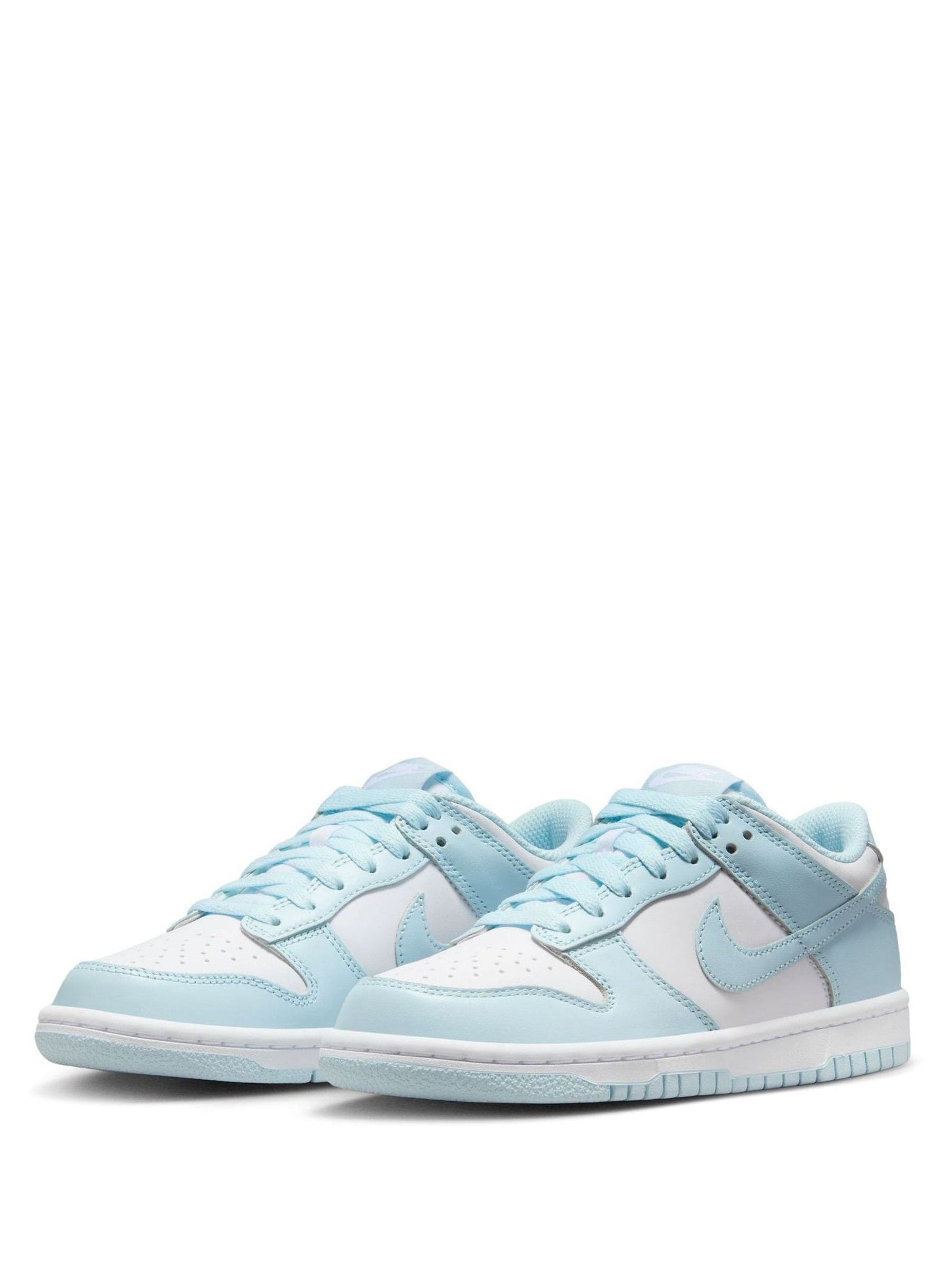 Nike White/Glacier Blue Youth Dunk Low Trainers image 5