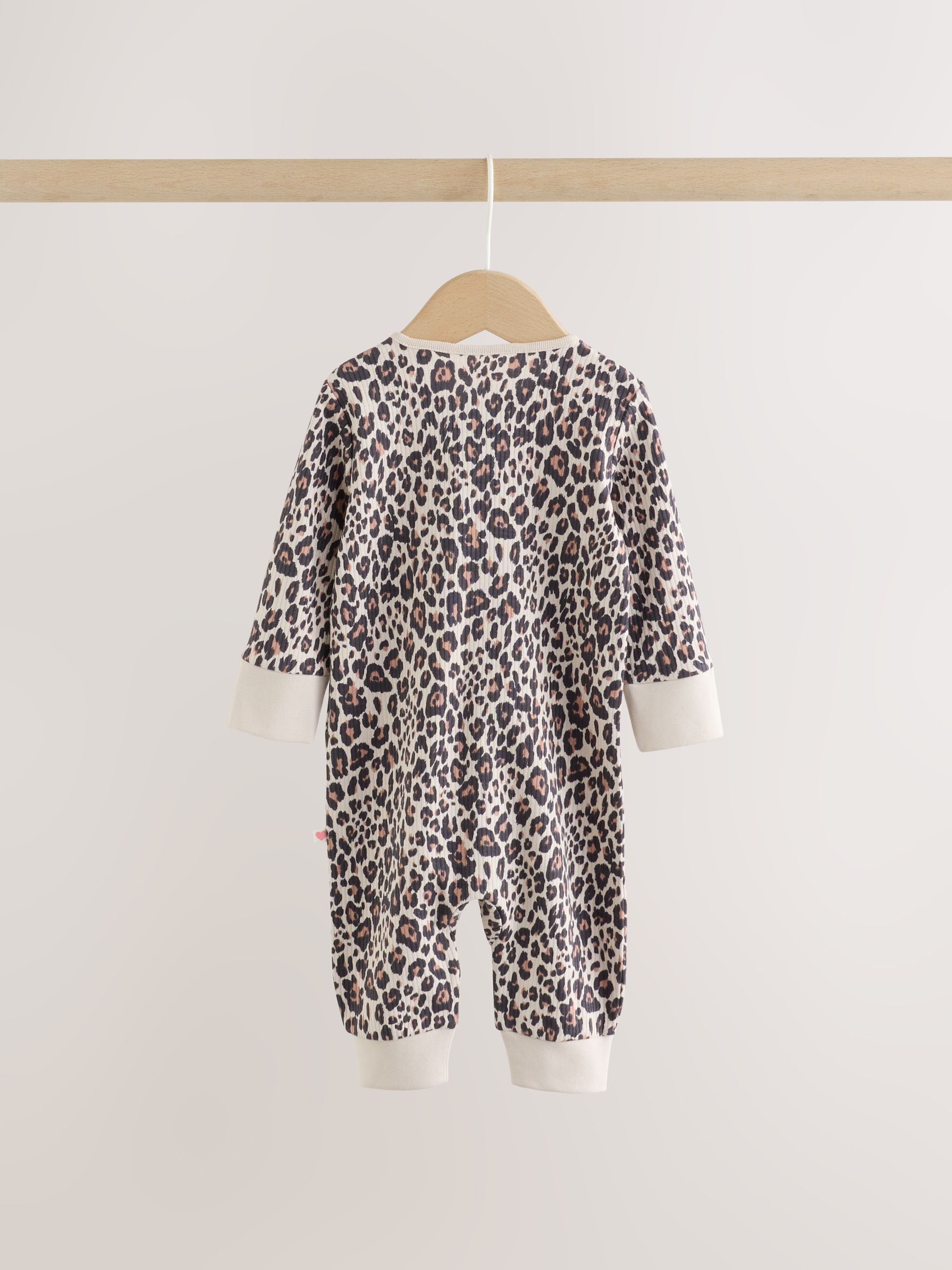 Pink Animal Print Two Way Zip Baby Sleepsuits 3 Pack (0mths-3yrs) image 6