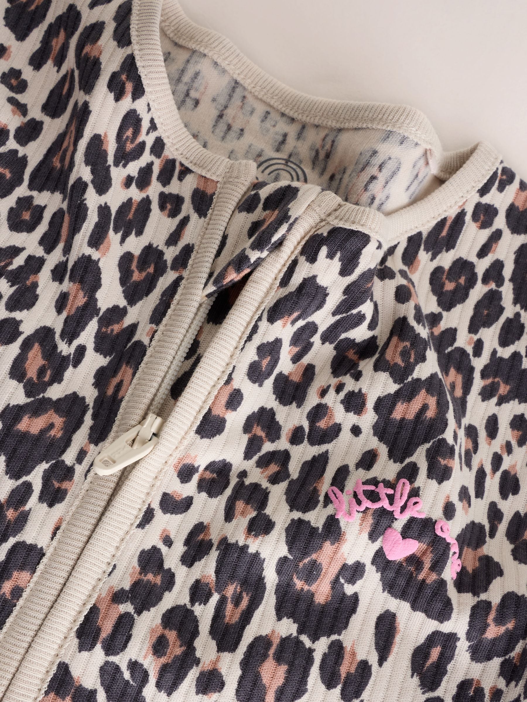 Pink Animal Print Two Way Zip Baby Sleepsuits 3 Pack (0mths-3yrs) image 9