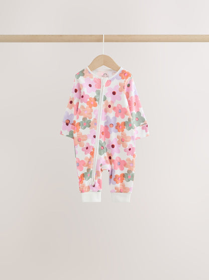 Orange Floral Baby Sleepsuits 4 Pack (0mths-3yrs) image 3