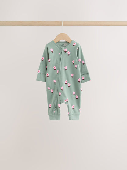 Orange Floral Baby Sleepsuits 4 Pack (0mths-3yrs) image 5