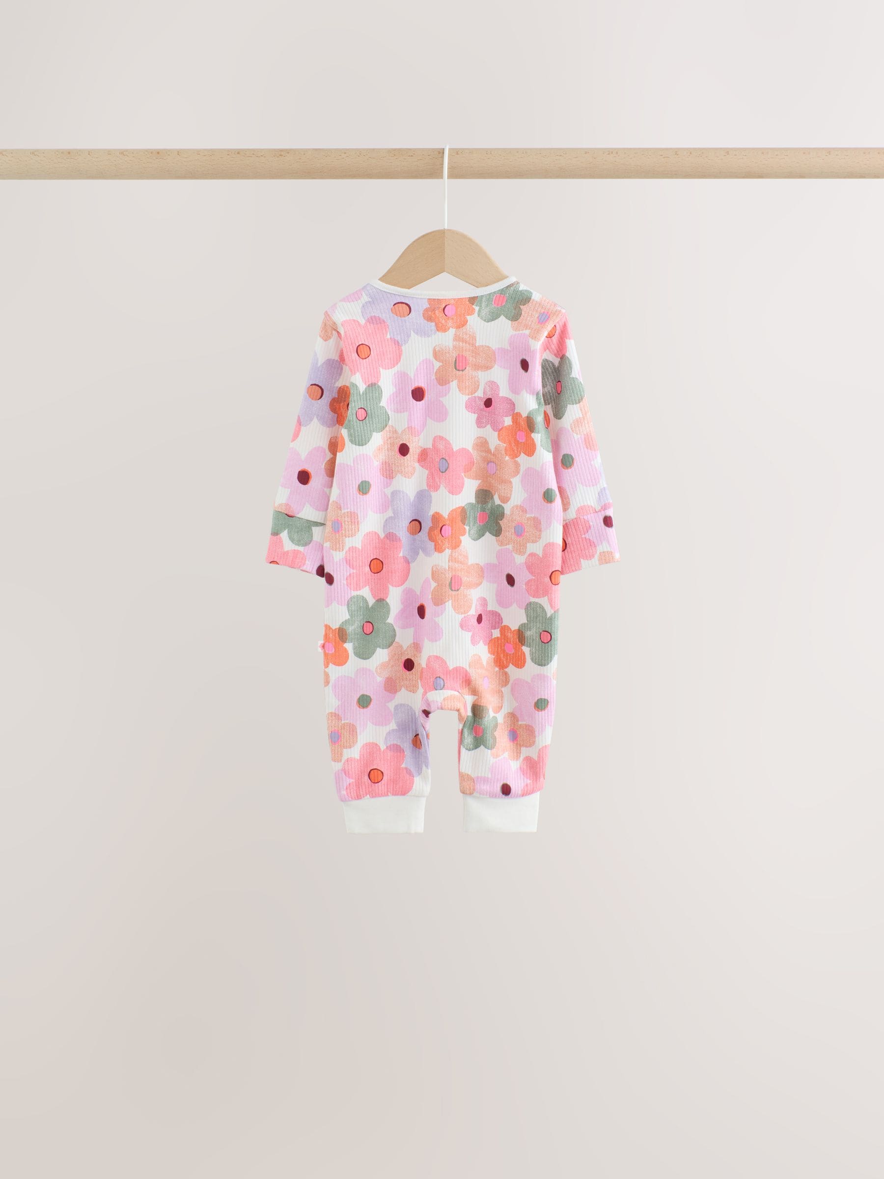 Orange Floral Baby Sleepsuits 4 Pack (0mths-3yrs) image 6