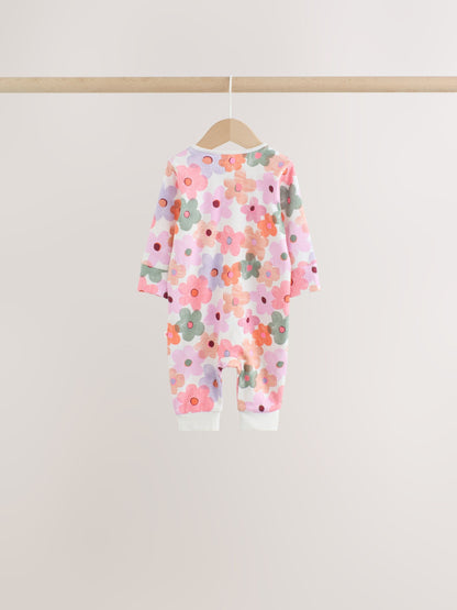 Orange Floral Baby Sleepsuits 4 Pack (0mths-3yrs) image 6