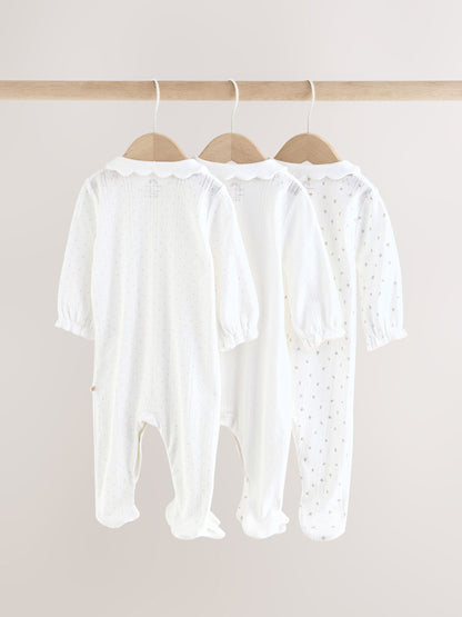 Dsiney Kidz - White Collar Baby Sleepsuits 3 Pack (0-2yrs) image 6