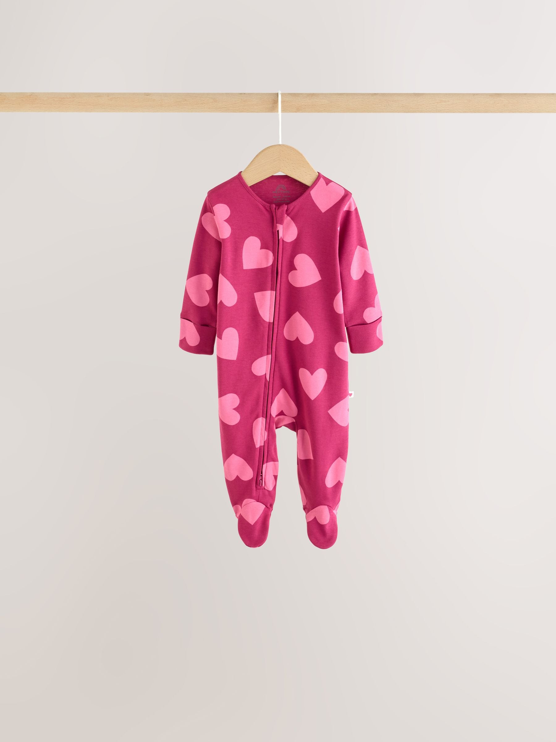 Purple/Pink Two Way Zip Baby Sleepsuits 5 Pack (0mths-2yrs) image 3