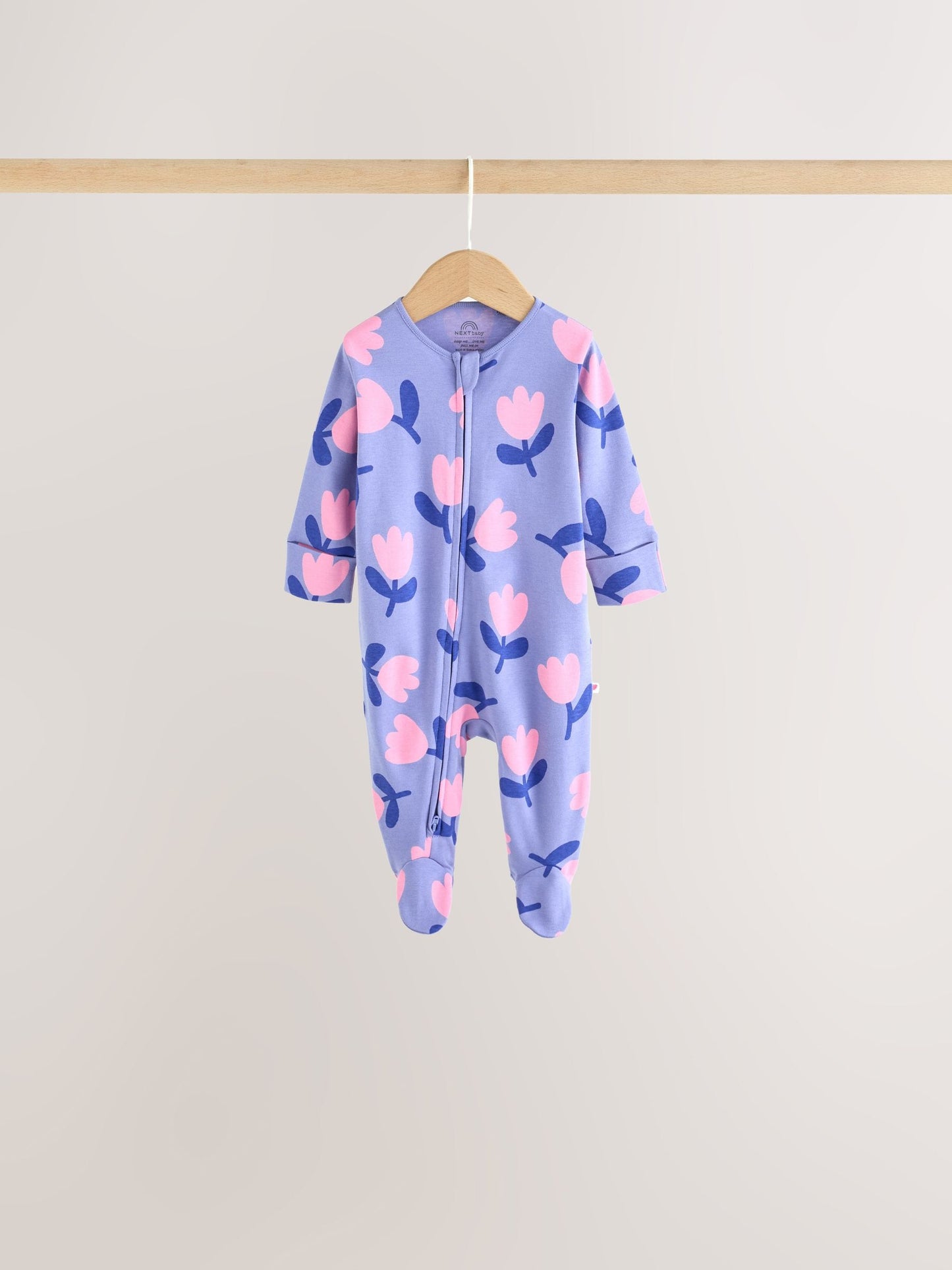Purple/Pink Two Way Zip Baby Sleepsuits 5 Pack (0mths-2yrs) image 5