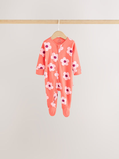 Purple/Pink Two Way Zip Baby Sleepsuits 5 Pack (0mths-2yrs) image 6