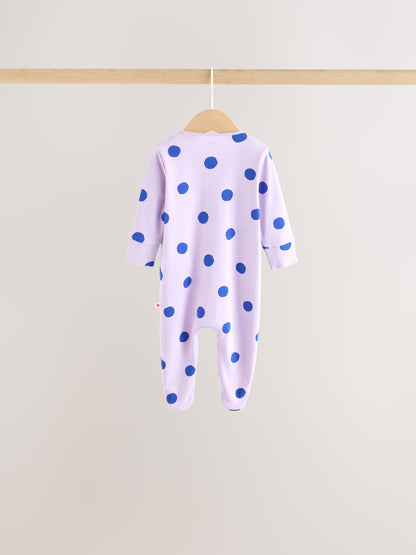 Purple/Pink Two Way Zip Baby Sleepsuits 5 Pack (0mths-2yrs) image 8