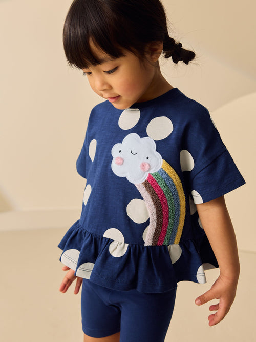 Navy Cloud Peplum Top and Cycle Shorts Set (3mths-7yrs) image 1