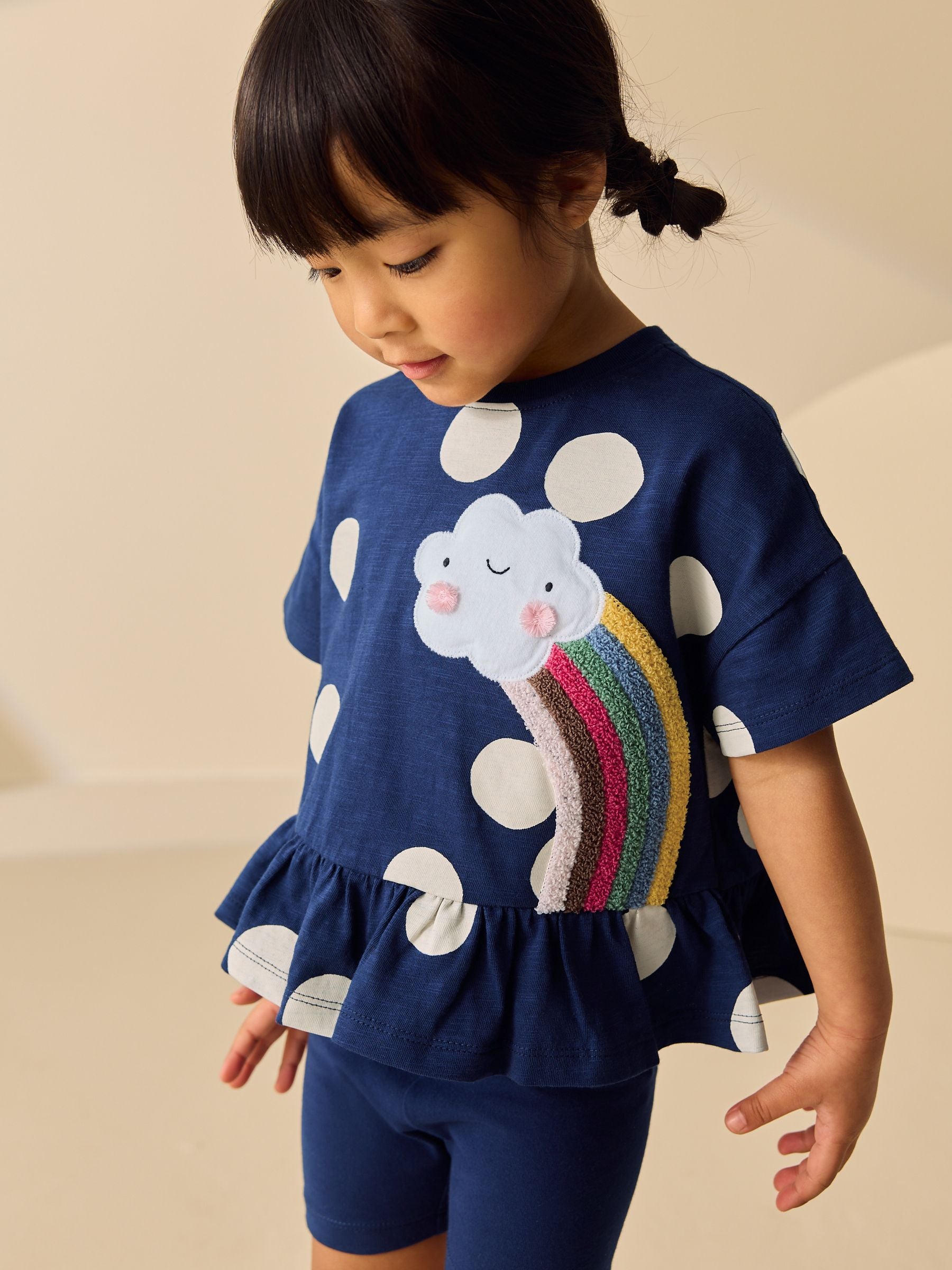 Navy Cloud Peplum Top and Cycle Shorts Set (3mths-7yrs) image 1
