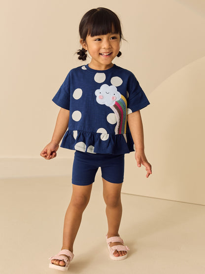 Navy Cloud Peplum Top and Cycle Shorts Set (3mths-7yrs) image 2