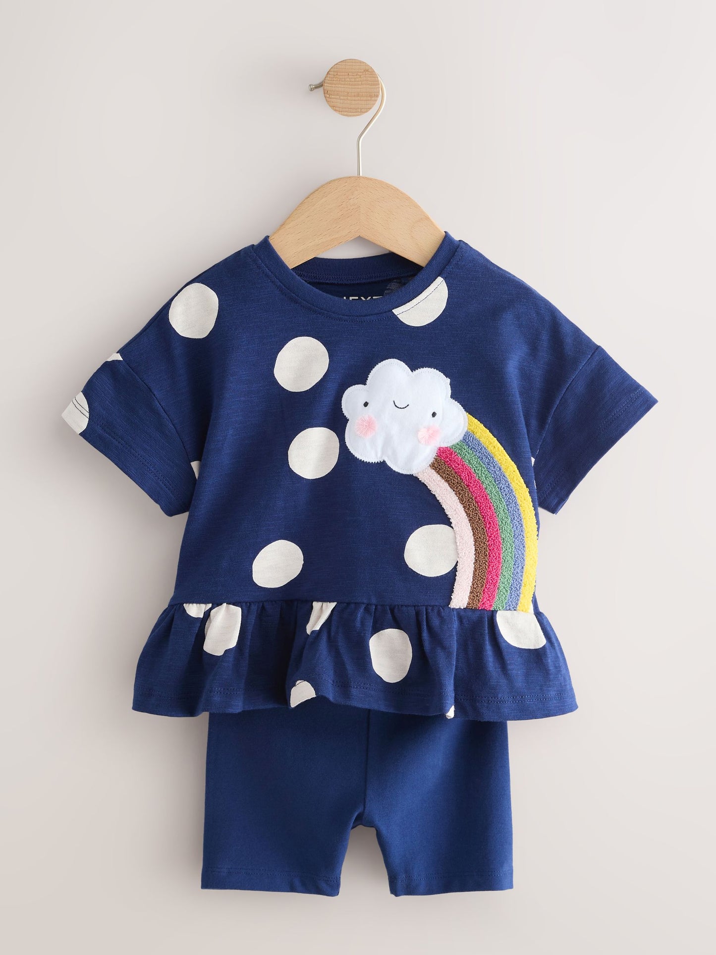 Navy Cloud Peplum Top and Cycle Shorts Set (3mths-7yrs) image 4