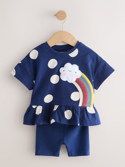 Navy Cloud Peplum Top and Cycle Shorts Set (3mths-7yrs) image 4