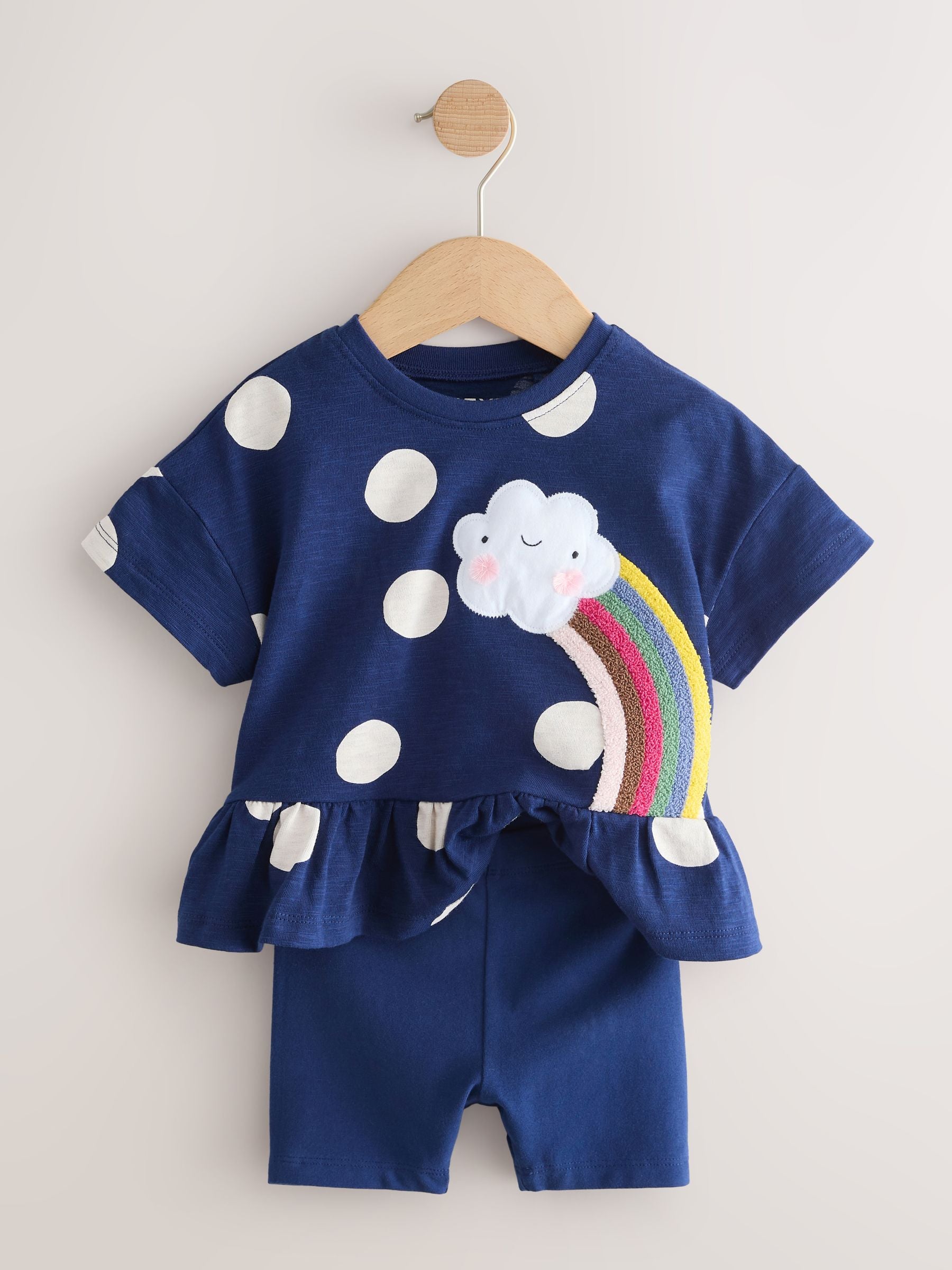 Navy Cloud Peplum Top and Cycle Shorts Set (3mths-7yrs) image 5