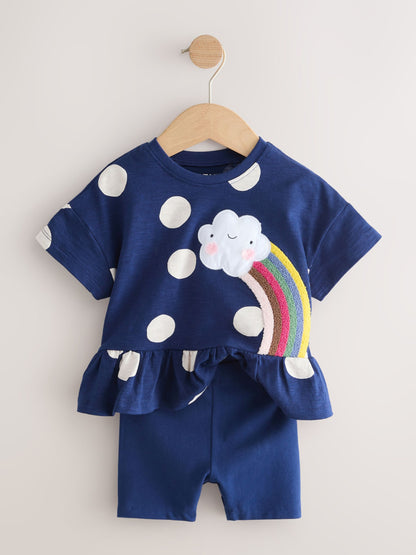 Navy Cloud Peplum Top and Cycle Shorts Set (3mths-7yrs) image 5
