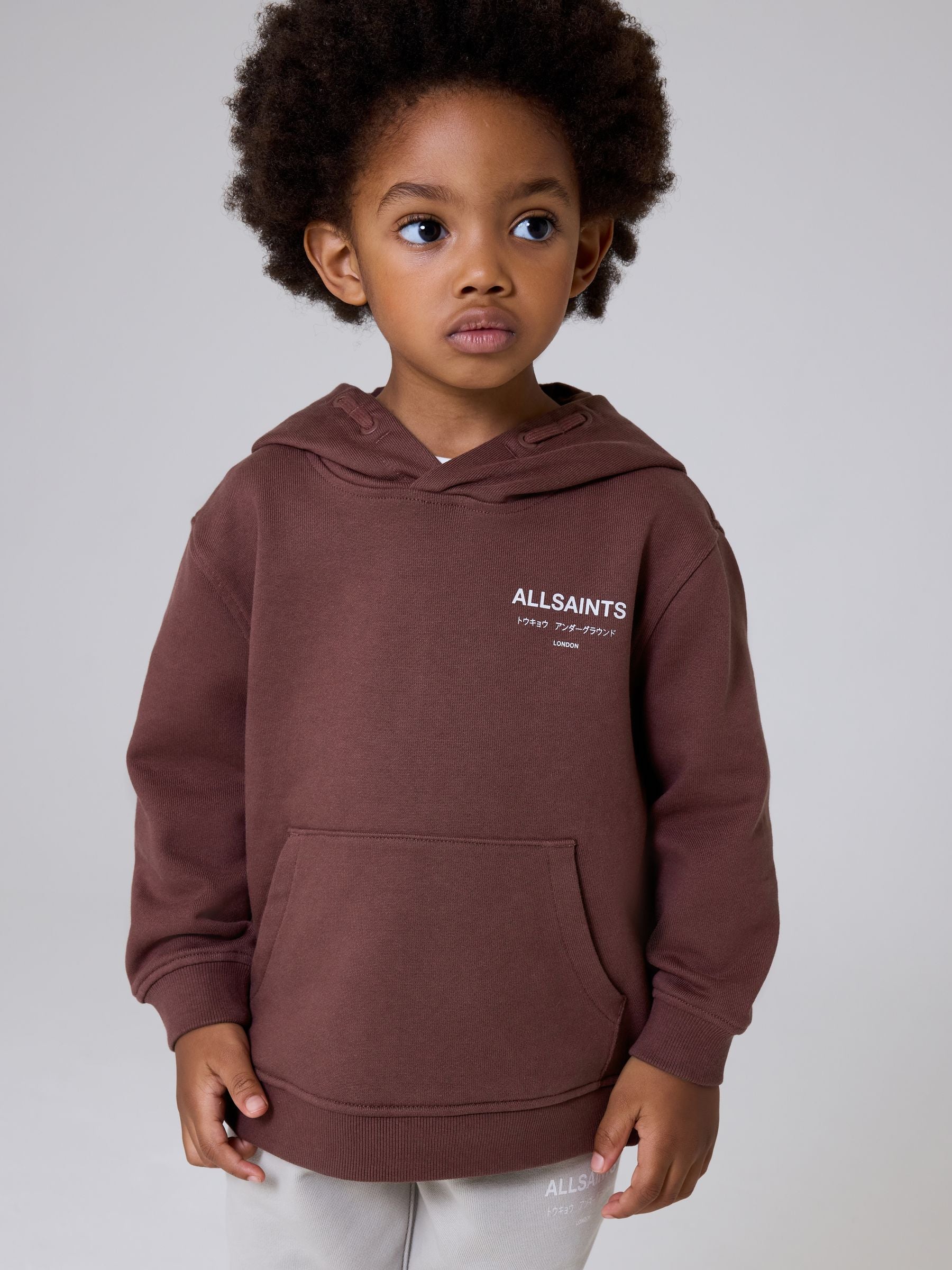 Dsiney Kidz - smALLSAINTS Brown Underground Oversized Younger Pullover Hoodie image 1