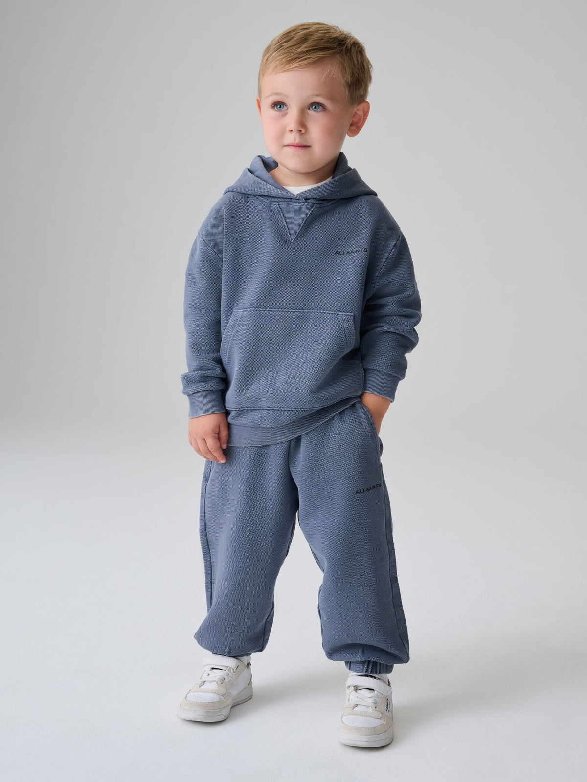smALLSAINTS Mid Blue Block Logo Washed Pullover Hoodie and Joggers Set - image 1