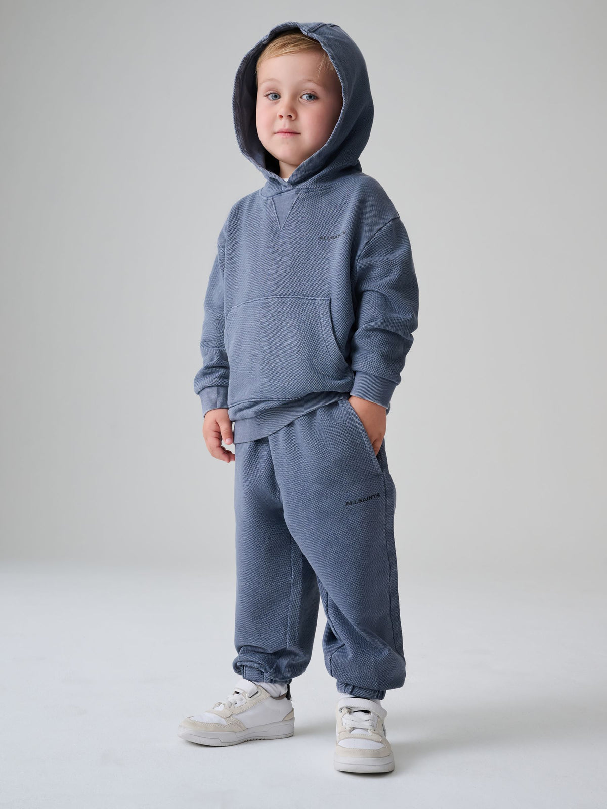 smALLSAINTS Mid Blue Block Logo Washed Pullover Hoodie and Joggers Set - image 3
