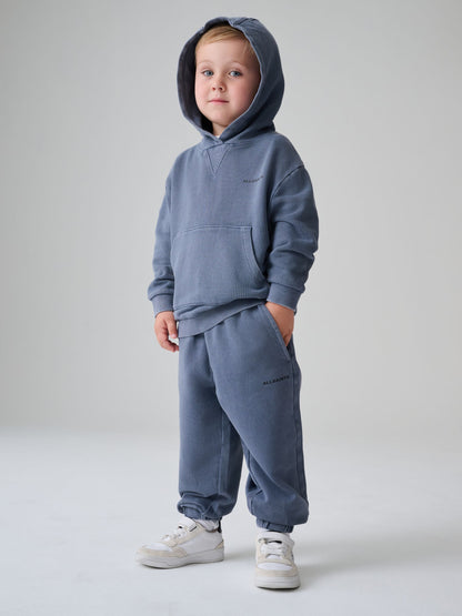 smALLSAINTS Mid Blue Block Logo Washed Pullover Hoodie and Joggers Set - image 3