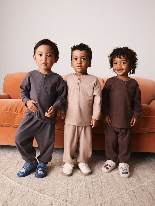 Dark Neutrals Cosy Pyjamas 3 Pack (9mths-12yrs) - image 1
