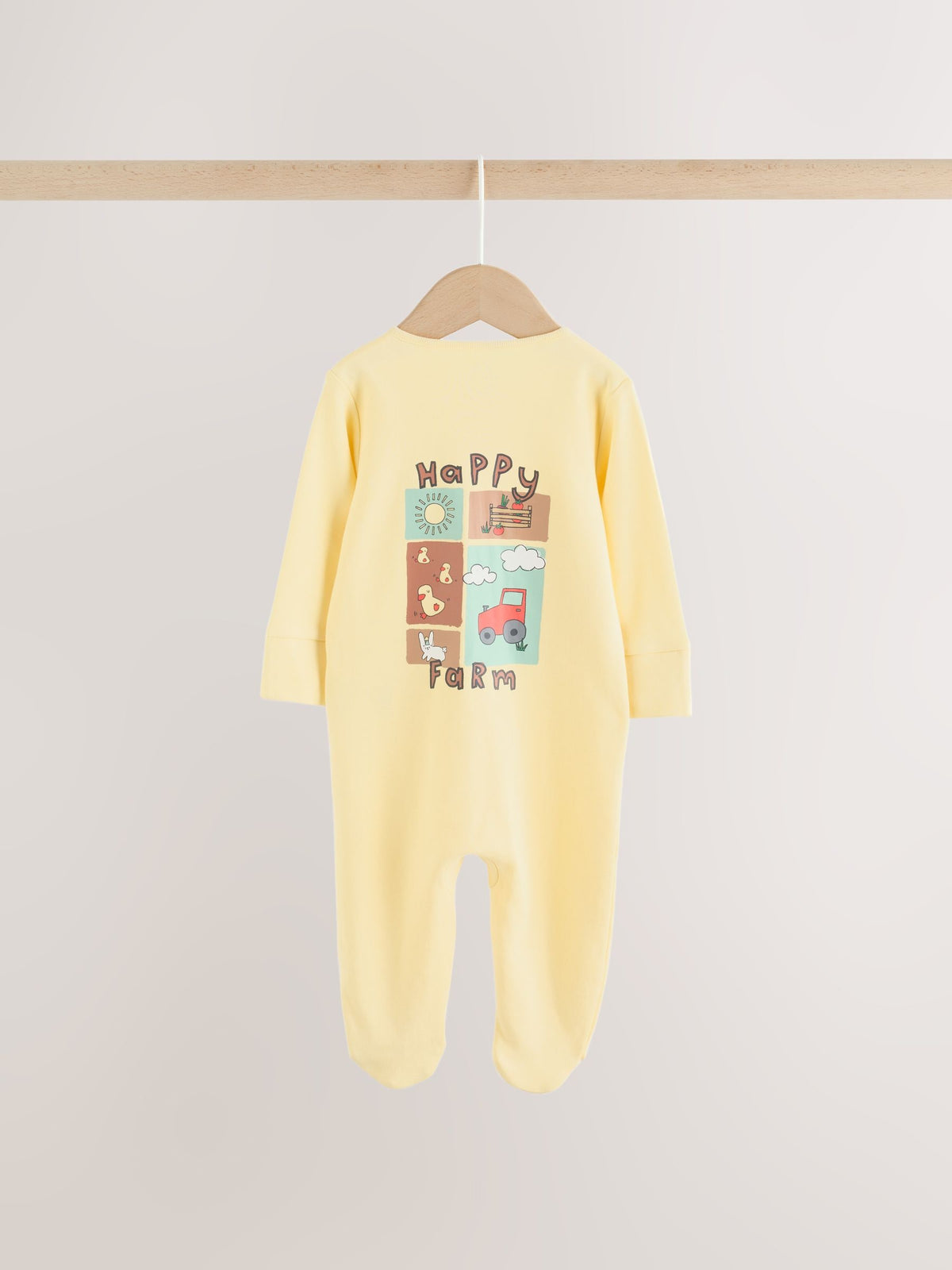 Yellow Farm Animals Two Way Zip Baby Sleepsuits 3 Pack (0mths-2yrs) image 7