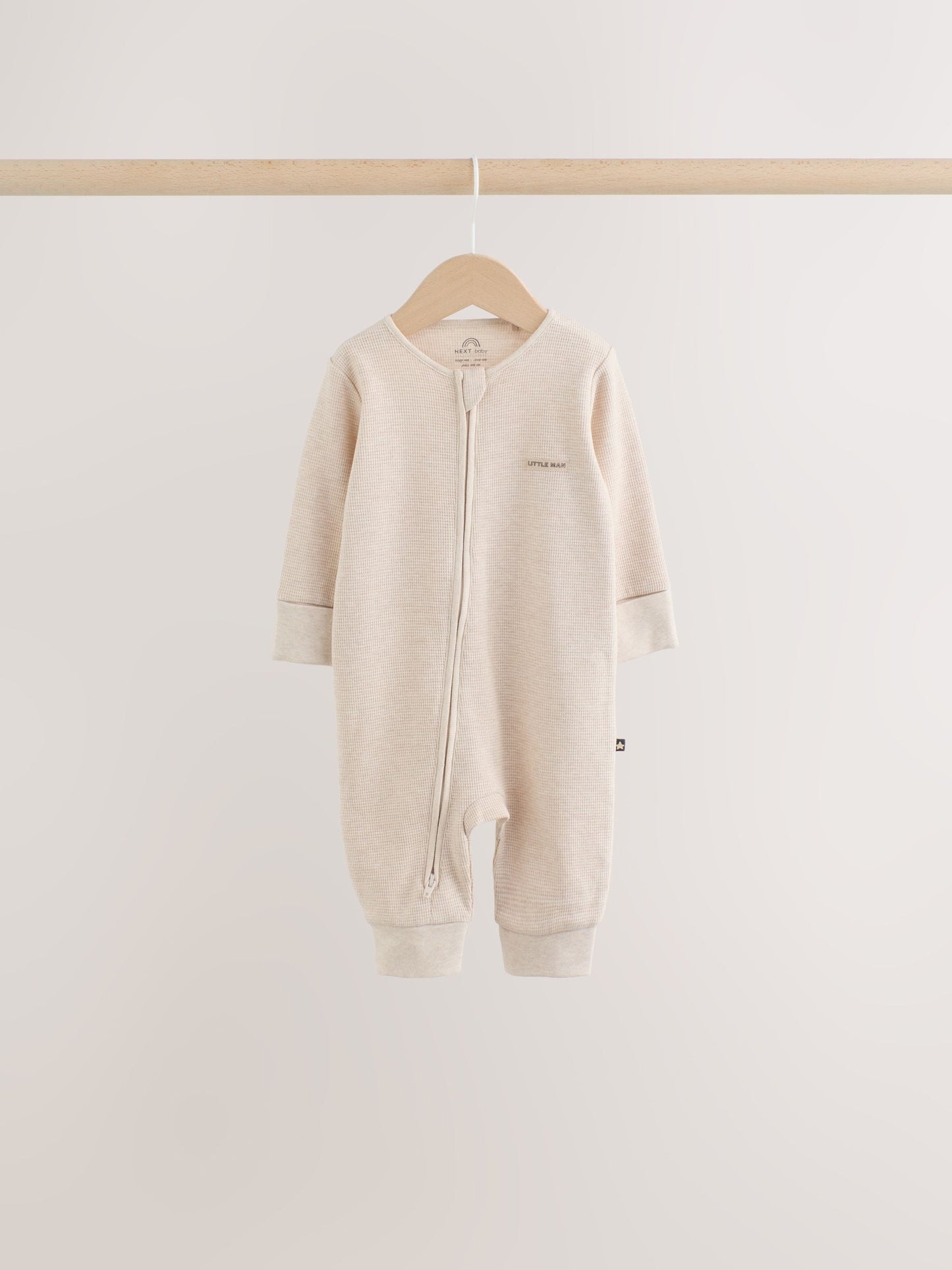 Neutral Sage Waffle Two Way Zip Baby Sleepsuits 4 Pack (0mths-3yrs) image 2